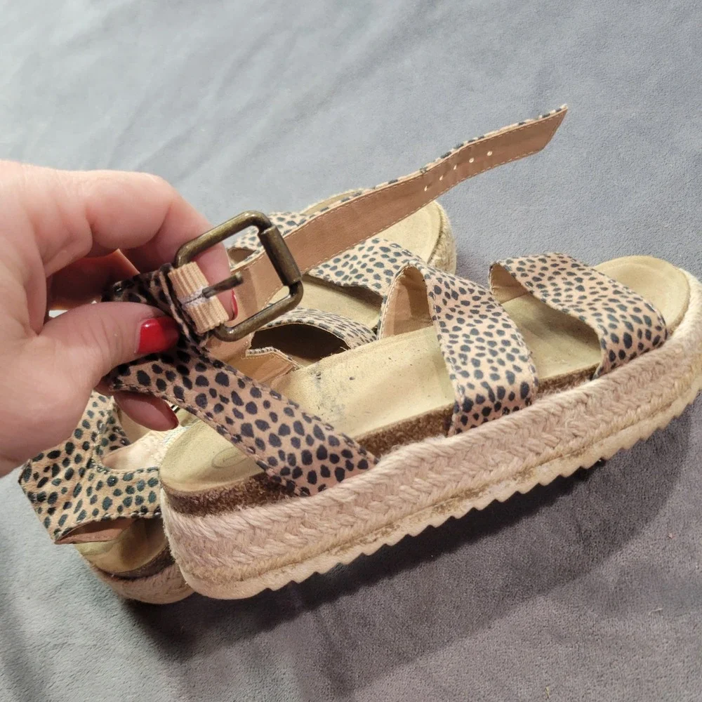 Art Class Girls Cheetah Print Espadrille Platform Sandals Tan Black Size‎ 1